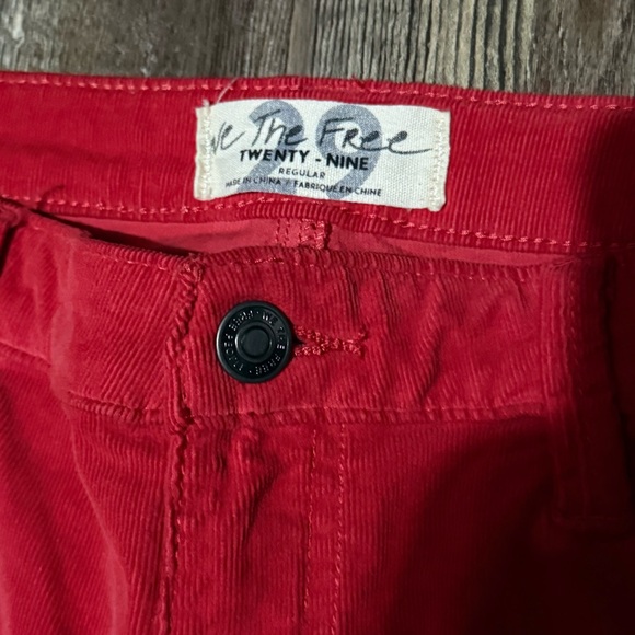 We The Free Corduroy Flare Pants Women's 29 Fall Red Frayed Hem High Rise - Picture 3 of 8